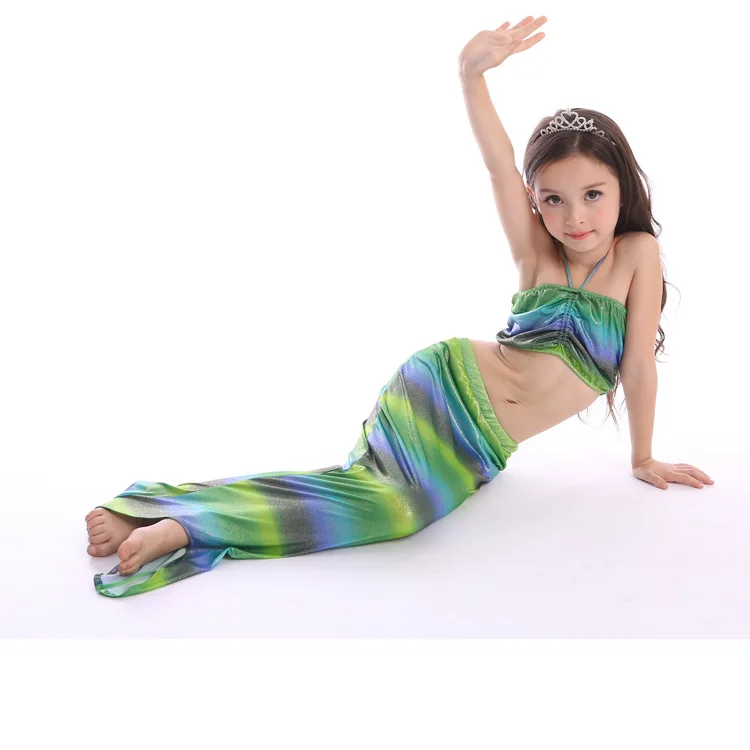 3 Pcs 3-12Y Lovely Baby Girls Children Mermaid Tail Princess Dress Split Swimsuit Costume Bikini Swimwear Bathing Suit Costume (13)