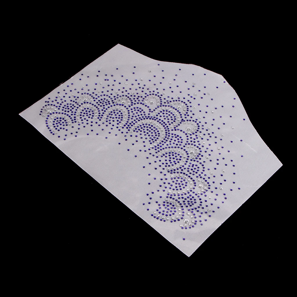 Floral Neckline Collar Trim Rhinestones Iron on Hot Fix Motif Heat Press Applique Patch