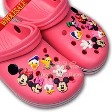Новинка, 100 шт, милые шармы для обуви из ПВХ с Микки Маусом/пряжки, аксессуары, подходят для браслетов Croc JIBZ, подарок для детской вечеринки/подарок