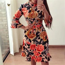Модные женские платья в стиле бохо с коротким рукавом, осенние женские Вечерние Платья с цветочным принтом, облегающее Короткое мини-платье, стильные элегантные женские платья