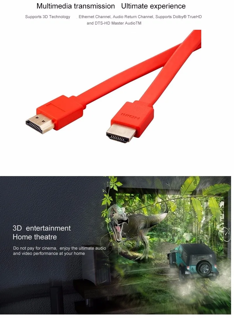 Shulian cable HDMI-Cable-0.3M-1M-1.5M-2M-3M-5M-7M-10M-Gold-Plated-Connection-Male0