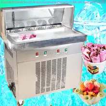 Livre o navio Frito Máquina de Sorvete 70 CM Único quadrado Pan Ice Cream Máquina de Rolo com Salada de Frutas Bancada 5 pcs Cooling tanques