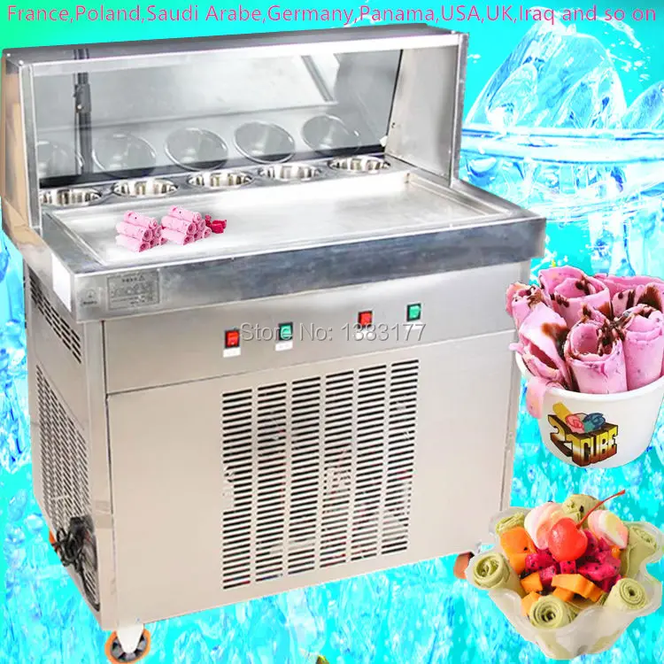 ==> [Free Shipping] Buy Best free ship Fried Ice Cream Machine 70CM Single square Pan Ice Cream Roll Machine with Salad Fruits Workbench 5pcs Cooling Tanks Online with LOWEST Price