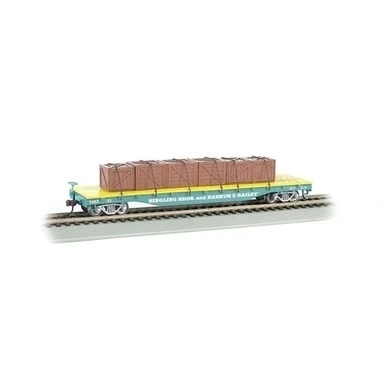 Bachmann BAC16606 HO Flat Car with Crate Blue (1)