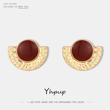 Yhpup стильные винтажные геометрические эмалированные серьги-гвоздики в стиле барокко, Серебро S925 пробы, минималистичные очаровательные серьги для девушек, ювелирные изделия для офиса, подарок