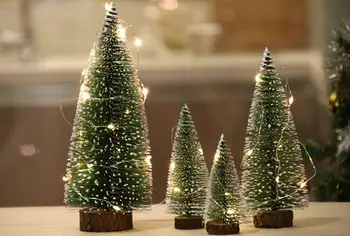 

LED Mini Artificial Fir Christmas Tree Frosted XMAS Tree Desktop White Cedar Ornaments Tabletop Tree Holiday Party DIY Decor