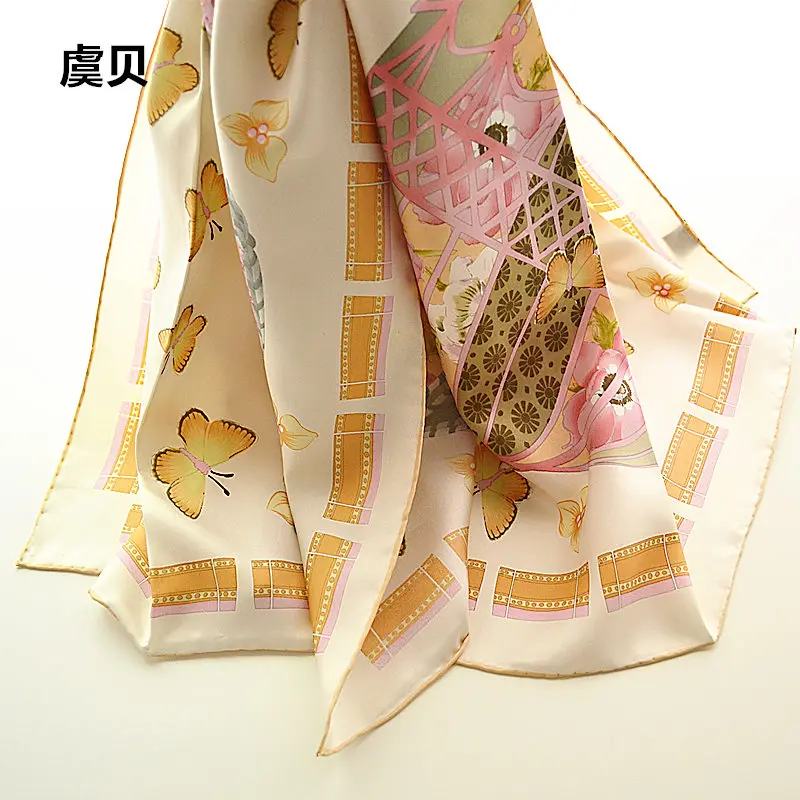 Высококачественный натуральный Шарф Из Шелковой Саржи молочного белого цвета с принтом Платки женские шарфы большой размер квадратный шарф подарок 90 см* 90 см