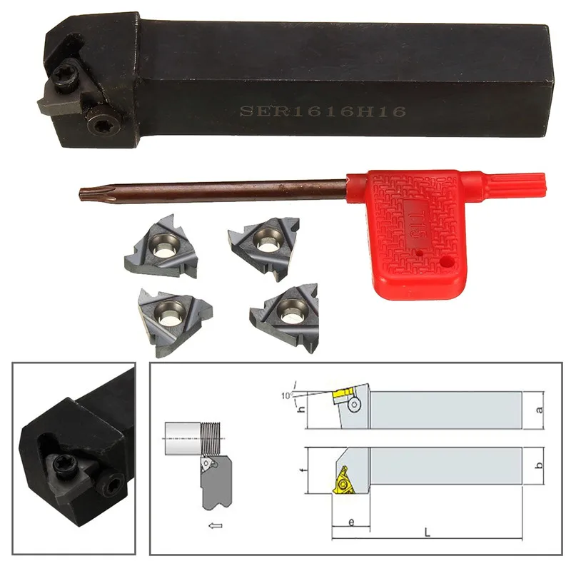 4 шт. 16 ER AG60 вставки+ SER1616H16 держатель резьбы токарный инструмент сверлильный стержень 16x100 мм станок для токарного инструмента
