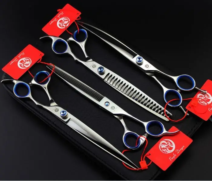 8 INCH Professional Pet scissors sets JP440C 61HRC Straight &amp 2 Thinning Curved 3PCS/package | Красота и здоровье