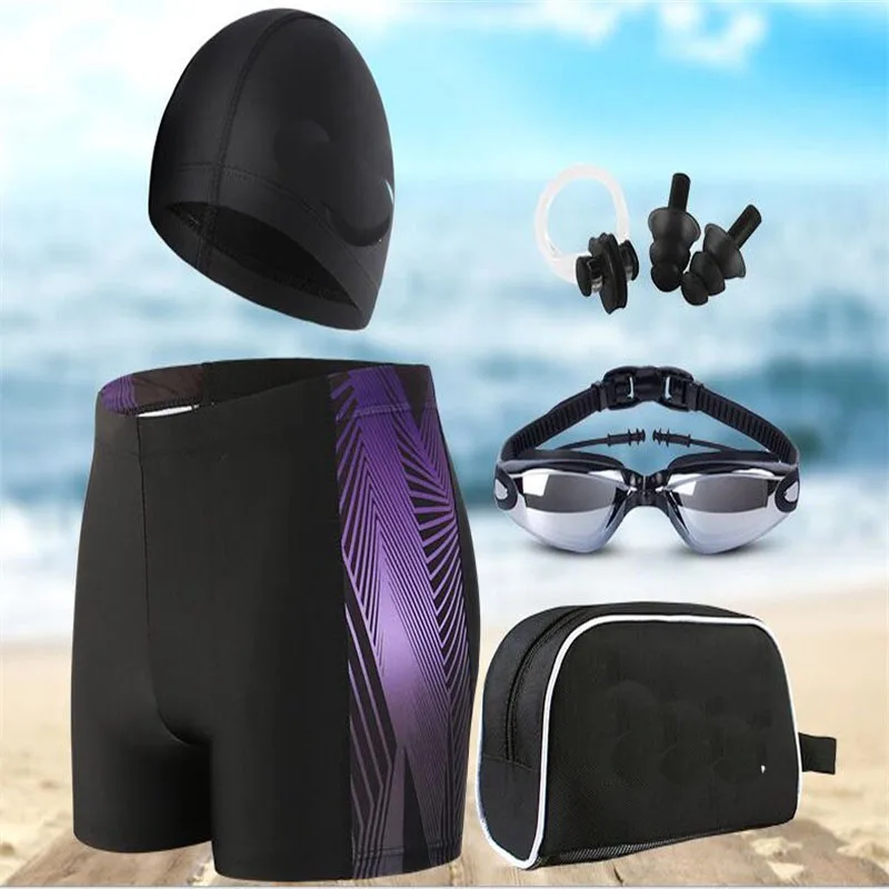 

Men's Swimming Trunks Summer Swim Briefs Fashion Swimming Pants Swimwear With Swimming Cap & Goggles