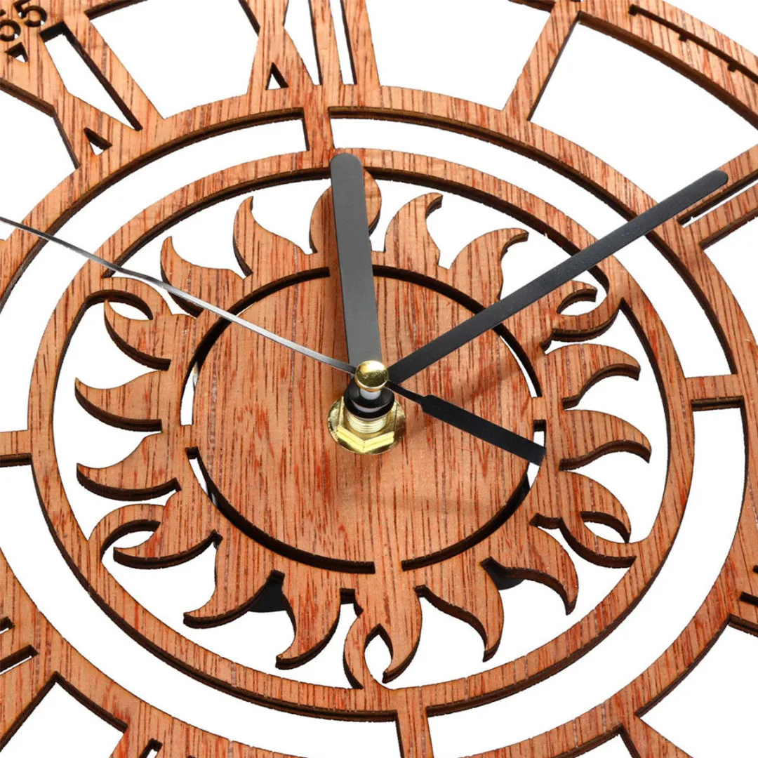 23.5*23.5cm  Vintage Wooden Wall Clock Shabby Chic Rustic Antique Watches Kitchen Home Decor