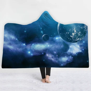 

Starry sky Good quality blanket keep Warm soft comfortable Relax Leisure time blanket with hat twin full size blanket