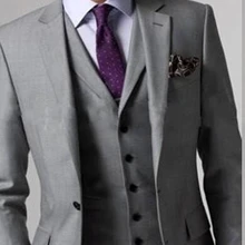 На заказ, облегающие, на две пуговицы, светло-серые смокинги для жениха/с отворотом, лучшие мужские для шаферов, мужские свадебные костюмы/