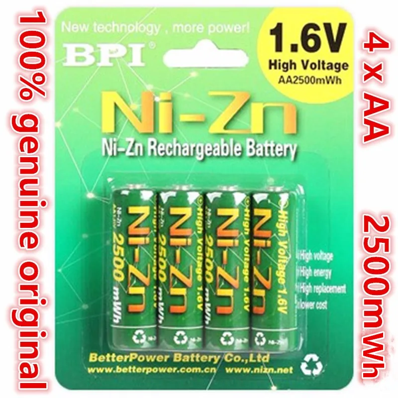 4 шт./лот оригинальный аккумулятор BPI AA 2500mWh 1 6 в 5 NI Zn низкие саморазрядные батареи