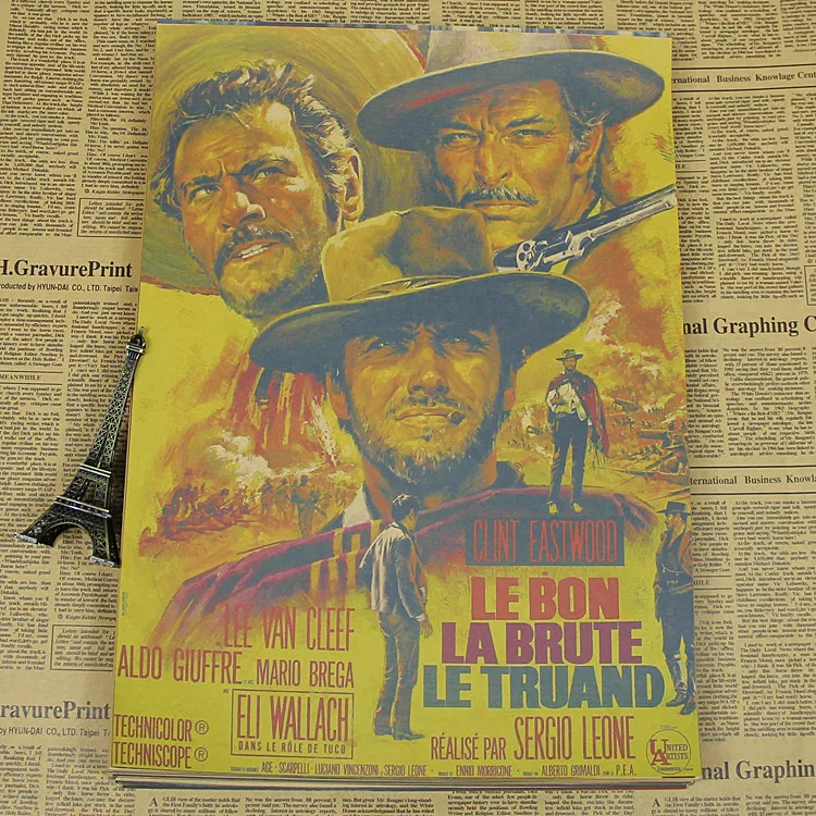 Трилогия целых долларов за несколько долларов больше золота три доллара Классический западный ретро-постер к фильму крафт-бумага