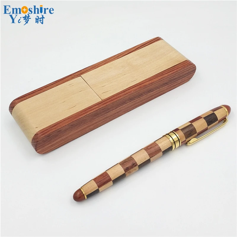 Emoshire Mosaic Color Wooden Cufflinks Fountain Pen Set Vintage Pens (5)