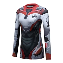 Футболка с 3D принтом "эндгейм", Женская компрессионная рубашка, маскарадный костюм, Топ с длинным рукавом для женщин, для фитнеса
