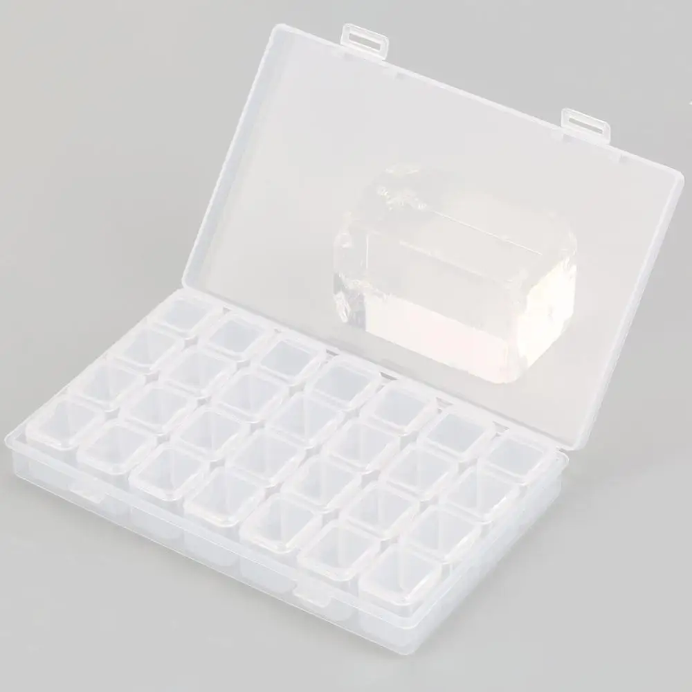 

28 Slots Clear Plastic Empty Storage Box for Nail Art Manicure Tools Jewelry Beads Display Storage Case Organizer Holder