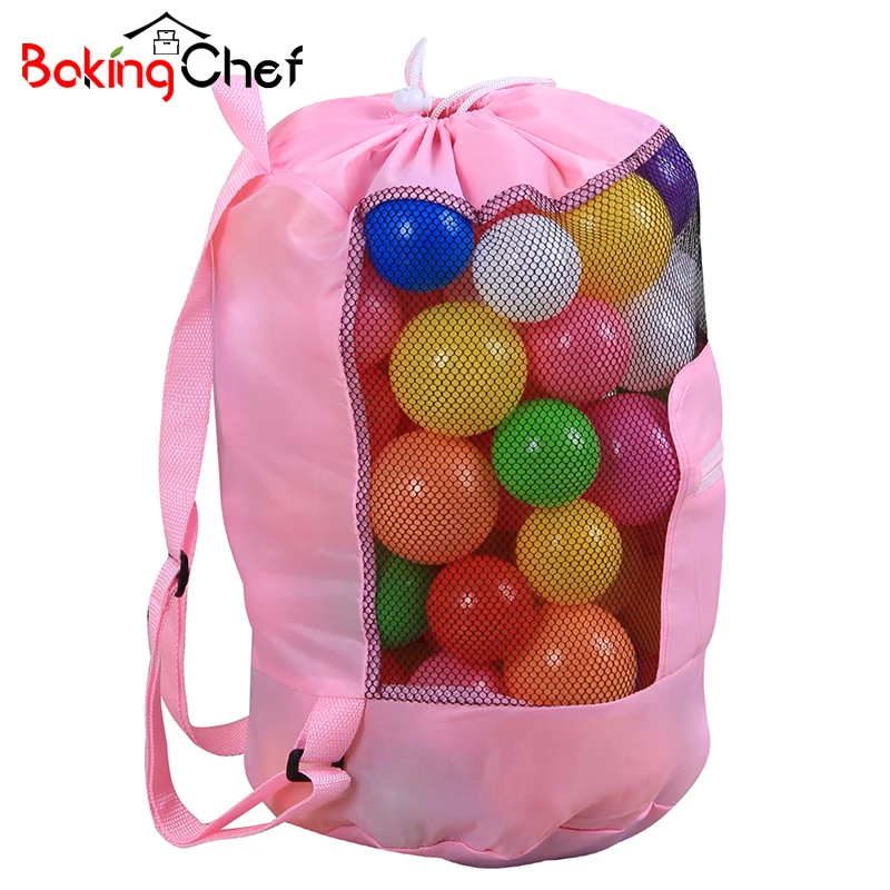 BAKINGCHEF طوي لعبة شبكة حقيبة التخزين الأطفال لعبة للشاطئ صافي Packbag الملابس منشفة أشتات حقيبة المنزل منظمة اكسسوارات