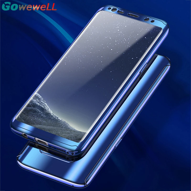 GOWEWELL Luxury Laser Plating 360 Phone Case for Samsung galaxy S8 S9 Plus Galaxy S7 Edge Note 8 duo Back Cover Full Film |