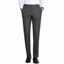 Зимняя полосатая офисная одежда, мужские классические деловые мужские формальные брюки, теплый мужской повседневный костюм, облегающие брюки, Pantalon De Costume Homme