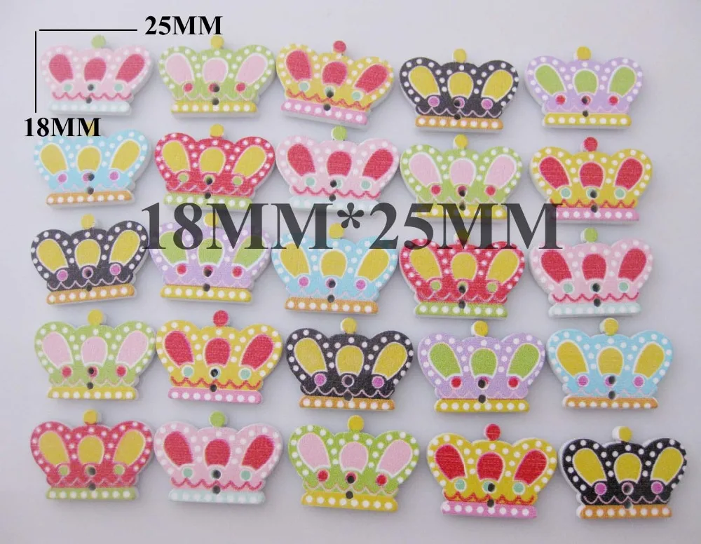 

WBNLNS Crown Button wood Mix 100pcs Charm sewing craft and scrapbook decorative buttons garment accessories