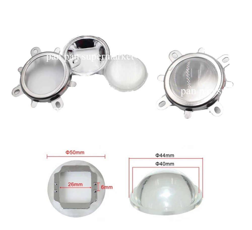 60 Degrees Beam Fixed Bracket+Reflector+Glass Lens For 10w 50W 100W LED Chips