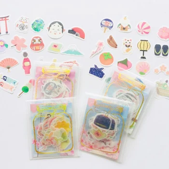 

60 Pcs/pack Cartoon Japanese Style Cherry Sakura Flag Snacks Paper Stickers Scrapbooking Decorative Stationery Label Stickers
