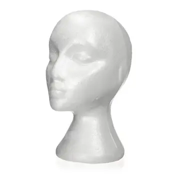 

White Foam Mannequin Head Dummy Wig Stand Shop Display Hat Cap, 2Pcs White