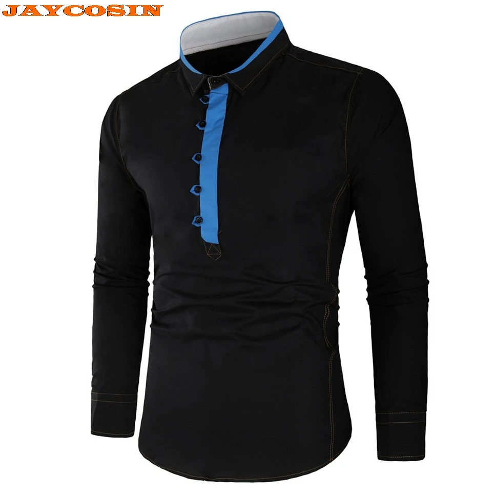 

JAYCOSIN 2019 New Black Solid Dress Shirt Men Long Sleeve Plus Size Casual Shirts Men Formal Dress Shirt Mens Clothes M-3XL