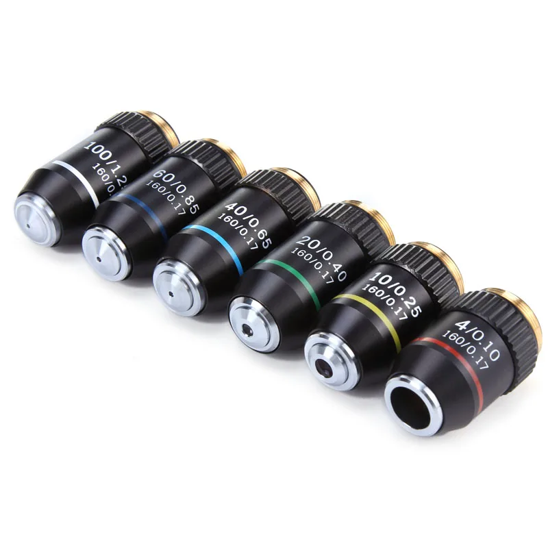 

Microscope Objective 4X 10X 20X 40X 60X 100X High Quality Microscope Objective 195 Achromatic Objective Microscope Parts