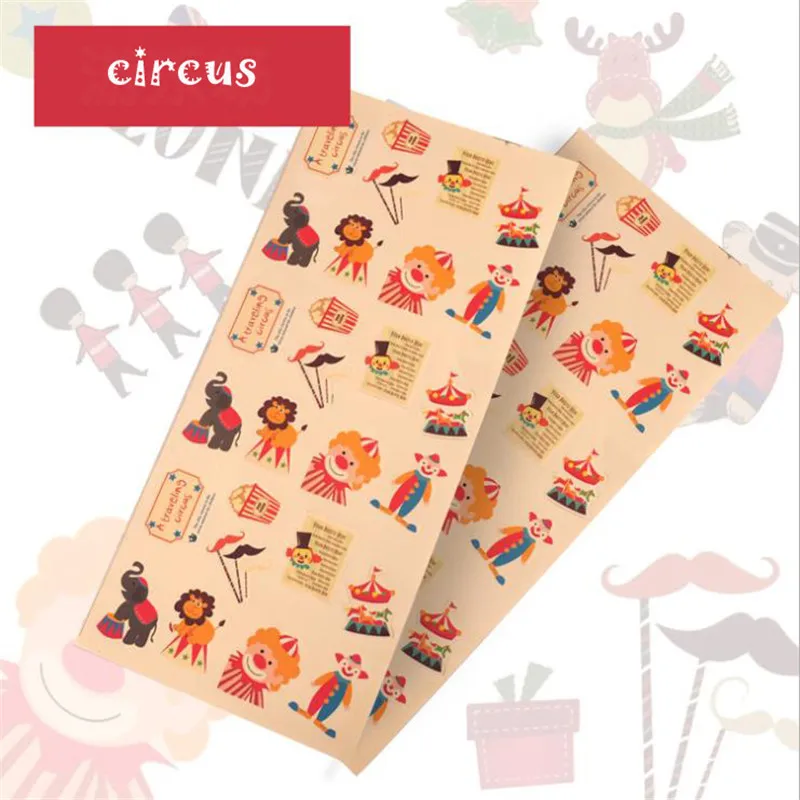 

2pcs Circus Stickers Cute Circus Show Clown Magic Tamer Acrobatics Scrapbooking Bubble Fabrics Stickers Kids Toys