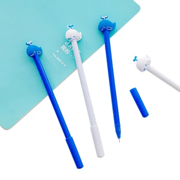 

4pcs/lot Creative deep sea small blue whale gel pen Cartoon Gel Pen black ink School students office supplies children gift