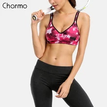 Charmo, женский спортивный бюстгальтер, средней ударной поддержки, Бюстгалтер для йоги и бега, бюстгальтер для тренировок, нижнее белье, спортивный топ для фитнеса, камуфляжный принт, бюстгальтеры