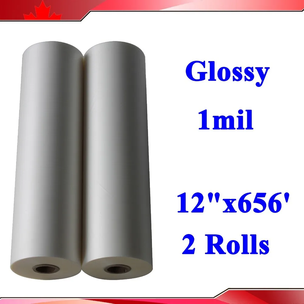 

2 Rolls 28Mic 320MMx200M (12.5"X656') 1Mil Glossy Clear 1" Core Hot Laminating Films Bopp for Hot Roll Laminator