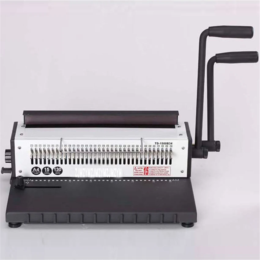 TD-1500B34 دليل سلك حلزوني ماكينة تجليد المعادن 34 اللكم ثقب مربع 4*4 مللي متر ألبوم صور A4 ورقة الموثق الناخس آلة