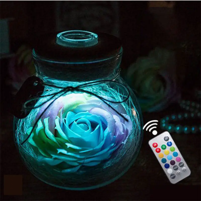 

Tanbaby Romantic RGB Soap Flower Rose Lamp With Remote Control Creative Luminous Night Light For Birthday Valentine's Day Gift