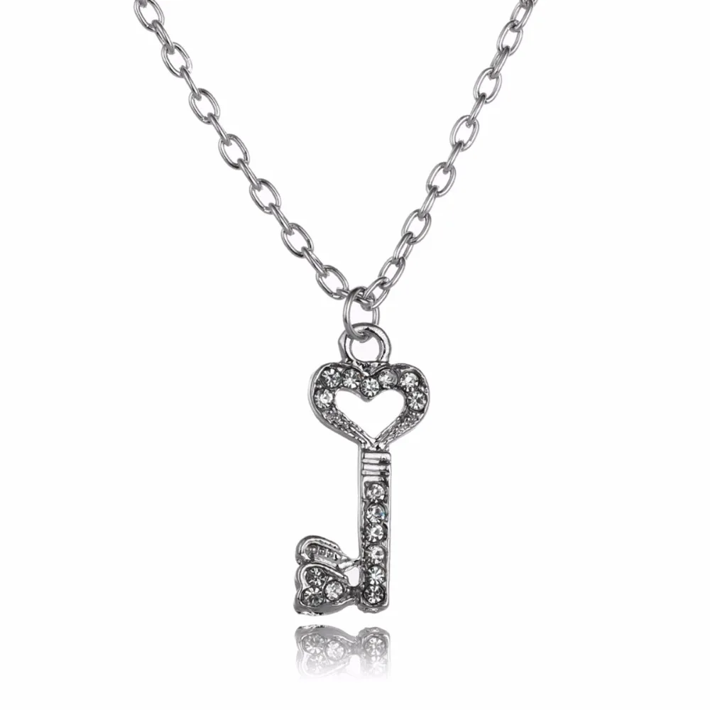 Блестящий Кристалл романтическая любовь сердце Key'Pendant Шарм цепи Цепочки и