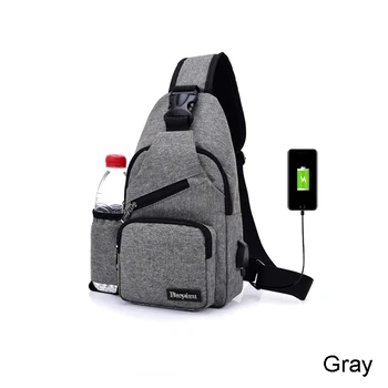 

30PCS/LOT Men's Messenger bag Male Chest bag Portable mineral water bag Women External USB interface Sling shoulder bag