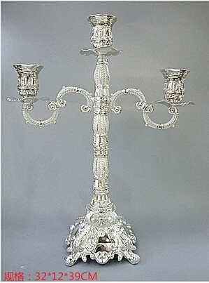 

39cm 3/5-branch silver candelabra candlesticks candelabrum metal candle holder set wedding decoration wedding candelabra ZT067