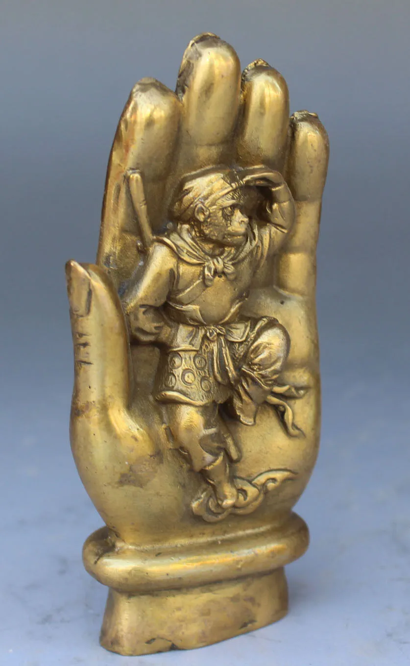 Tnukk Китайский бронзовая скульптура Сунь Укун в татхагата рука Будды украшения металла ремесленных