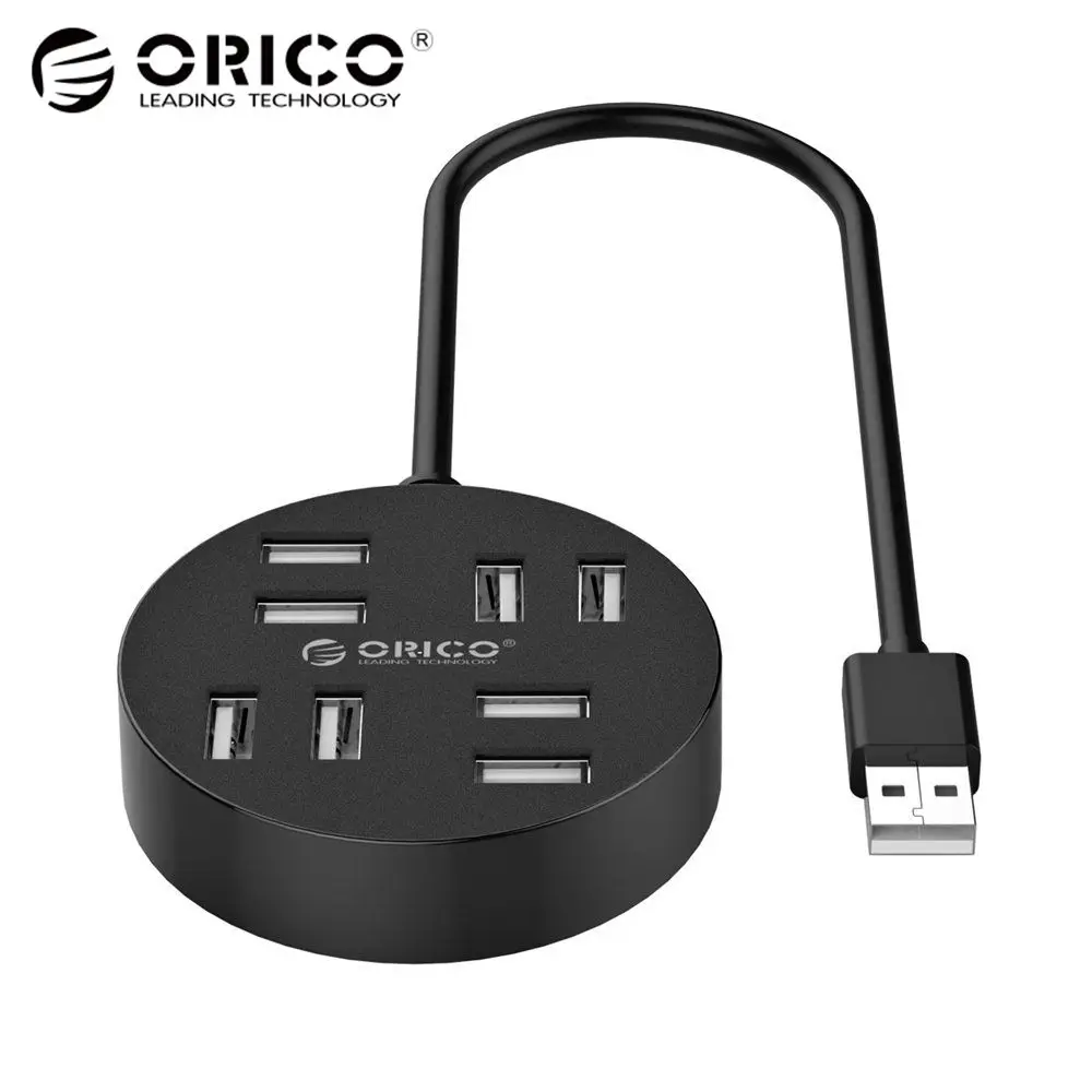 

ORICO 8 Port Portable HUB for Laptop Desktopk Perfectly with 30 100 150 CM Data Cable Reserved Micro B Power Supply Port - Black