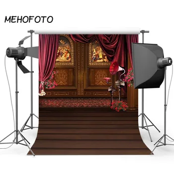 

Vintage Photo Background Red Curtain Theatre Photography Backdrop Studio Photographic Backdrops Props