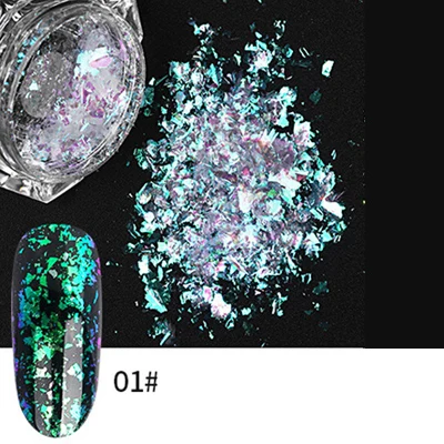 2 мл пигмент для ногтей, порошок, Звездный лазер, блеск, хромированный порошок, зеркальный порошок для дизайна ногтей - Цвет: 01