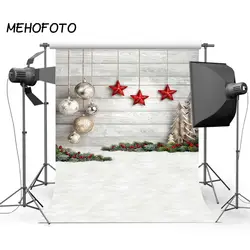 Рождественские фон для детской фотосъемки снег звезды и новогодние шары Фотокабины Studio фотографические фоны реквизит