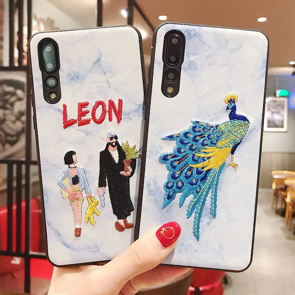 

For Huawei P20 Pro Cases Embroidery Wishing Tree Peacock Uncle Leon Shell PC+TPU Soft Case For Huawei P20 Pro Coque Capa Cover