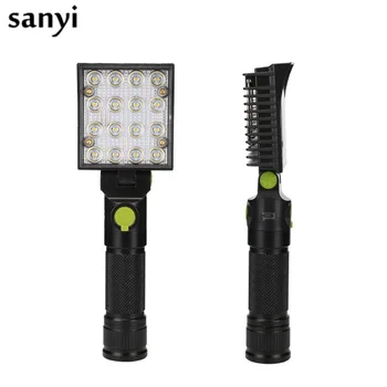 

16 LED USB Rechargeable Light Magnetic Flashlight Torch Work Lamp 4 Modes Flashlight With Magnet Hook for Camping Outdoor Sport