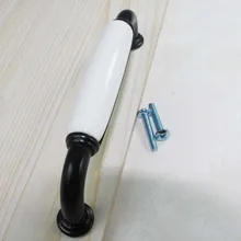 128mm modern simple white black furniture handle white cermic kitchen cabinet wardrobe door handle 5 black
