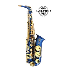 (SELMER) Eb Altsaxophon Ton Altsaxophon Blau Gold Schlüssel F # Ton Goldlack Saxofone Sax Musikinstrumente