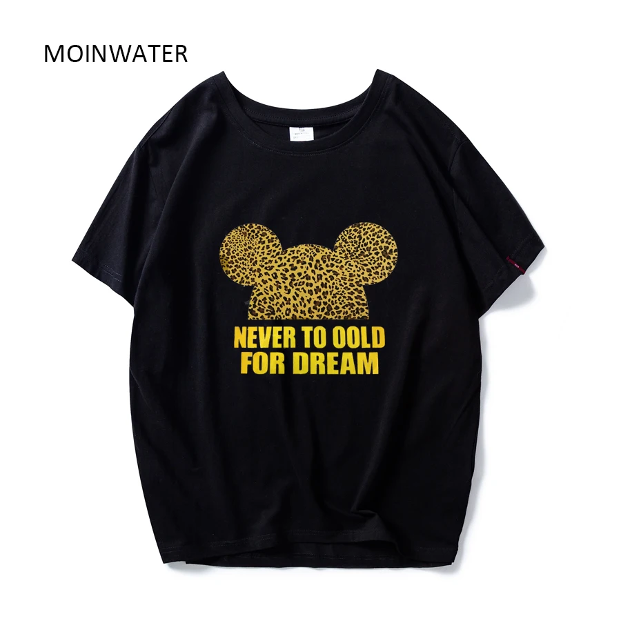 

MOINWATER New Women Casual Feather T shirts Fashion Lady 100% Cotton White Tees Short Sleeve Black Tshirt for Woman MT1911